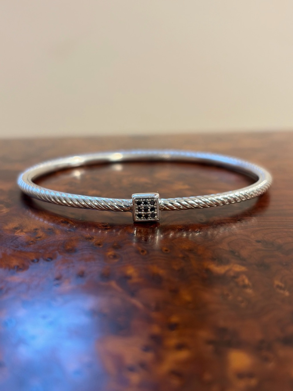David Yurman Sterling Silver Diamond Confetti Cable Classic Bangle